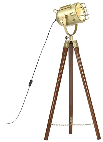 vidaXL Mangoholz Massiv Stativlampe Vintage Retro Standleuchte Stehlampe Stehleuchte Standlampe Stativ Dreibein Lampe Leuchte 97cm