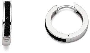 DUR Damen Creole Marina aus Sterling-Silber und Lavasand in der Farbe Silber-Schwarz, Breite: 15mm, O4957