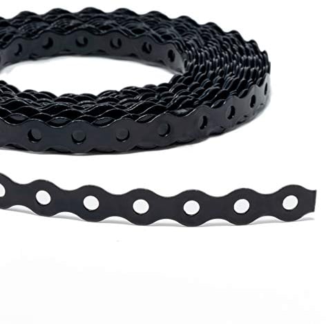 ArmaKit Galvanised Steel Band Metal Fixing Strap with Perforated Holes, Builders All Round Band 10 Meter Roll (12mm Black)