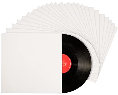 Belle Vous Weiße Schallplatten Hüllen Vinyl Hüllen 12 Zoll (25 Stk) – LP Hüllen 31x31cm – LP Schutzhülle ohne Innenloch Vinyl Schutzhüllen Säurefrei – Blanko Naturbelassene Plattenhüllen