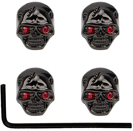 Yootones 4 Stück E-Gitarren-Schädel-Lautstärketonknöpfe, Totenkopf-Knopf, für E-Gitarre, kompatibel mit Bass-Ersatzteilen, Schwarz