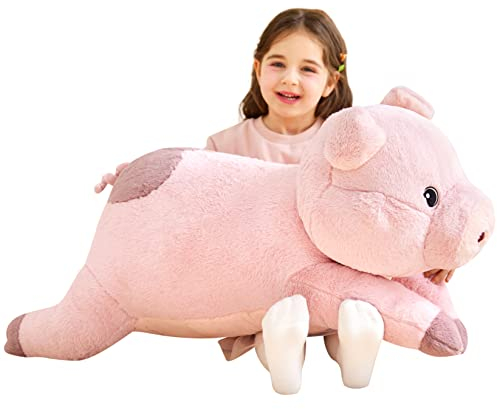 IKASA Groß Schwein Stofftier Riesen Kuscheltier,78cm Gross Plüschtier Süße Riesige Flauschige Weich Jumbo Plüsch Spielzeug,Geschenk für Kinder