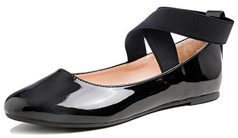 Feversole Ballerina Pelle Scamosciata Colorata con Cuscino in Memory Foam per amaretti da Donna Pelle vegana Verniciata Nera Taglie 39 EU
