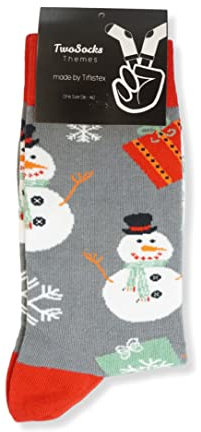TwoSocks Weihnachtssocken Schneemann Figur Weihnachtssocken Damen und für Herren Weihnachtssocken Unisex One Size (Schneemann)
