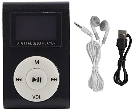 Joyzan Mp3 Players, Portable Digital Music Media Player with BackClip LCD Screen Mini MP3 Sports FM Radio Voice Recorder Support 32GB Memory Card Earphone USB Cable for Outdoor Running(Black)