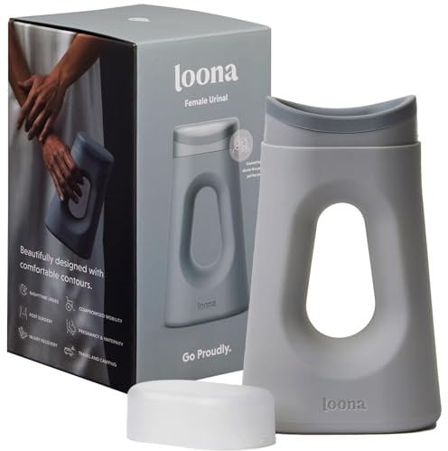 Loona Premium Female Urinal - Quiet, No Splash Design for Women - Ideal for Bedside, Travel, and Outdoor Use - Moon Grey - HSA/FSA Eligible