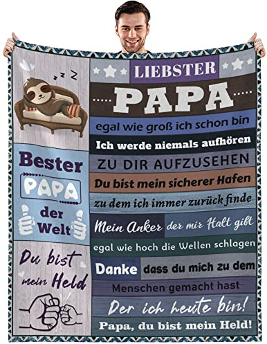 Geschenke für Papa von Tochter Sohn, Geburtstag Papa, Vatertagsgeschenk Kuscheldecke, Lustige Vater Geschenkidee, Personalisierte Flauschig Decke 150x200CM