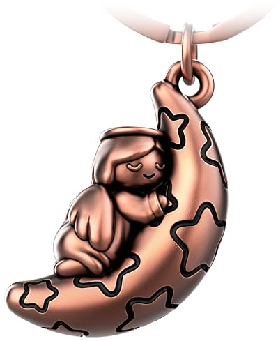 FABACH Schutzengel Schlüsselanhänger Moony mit Mond - Glücksbringer Schutzengel aus Metall - Engel Schlüsselanhänger Schutzengel - Engel Glücksbringer Schutzengel Liebe Geschenk