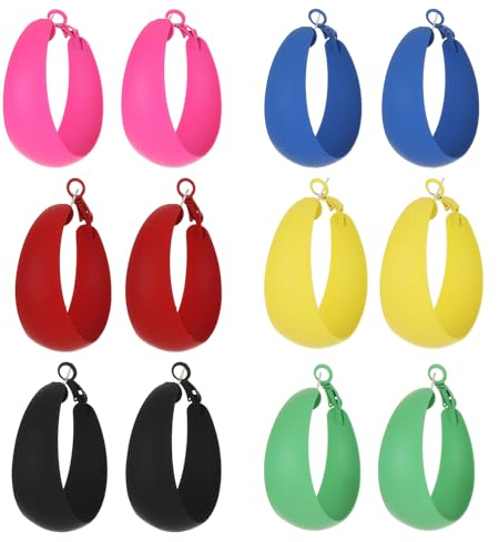 6 Paar Bunte Creolen Acryl Ohrringe, Ohrringe Bunt Creolen Groß, Frauen Neon Creolen, Retro Neon Ohrringe, Ohrringe 80er Jahre Damen, Bunt Creolen, 90s Outfit Women, Legierung