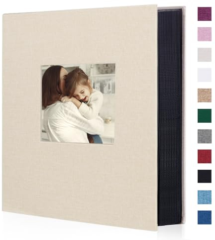 Miaikoe Fotoalbum 10x15 400 Leinen Album Slip in für Familie Hochzeitstag Album Buch Holds 400 Vertikale 10x15cm Fotos Beige