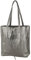 modamoda de - T253 - Ital. Henkeltasche mit Innentasche aus Leder, Farbe:Anthrazit-Metallic