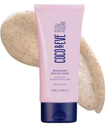 Coco & Eve Resurfacing Body Gel Scrub – Peeling mit AHA, BHA zur Glättung, Auffrischung und Sonnenvorbereitung. Für trockene, strukturierte, unebenmäßige Haut. Für empfindliche Haut geeignet (170 ml)
