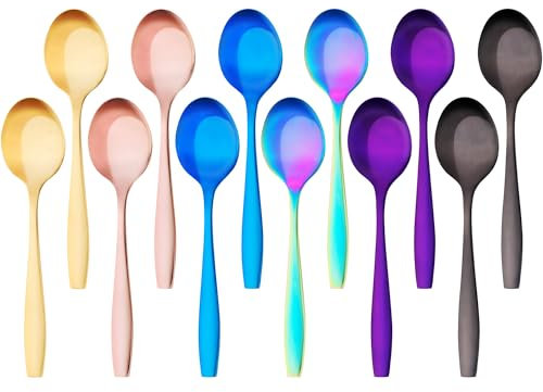 GRÄWE Kaffeelöffel aus Edelstahl, 12er Pack, handpoliert, spülmaschinengeeignet, bunt - Serie Königstein