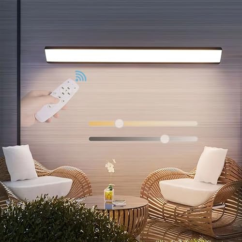 GZZBMY Lange Wandbeleuchtung Dimmbare Wandleuchte mit Fernsteuerung 10-100% Helligkeitseinstellung Ip65 Wasserdicht Wandlampe Schwarz Acryl Außenwandleuchten Flur Wohnzimmer Gärten (Schwarz,150cm)