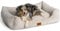 Orthopädisches Hundebett XXL aus Cord, Waschbar, Ergonomisches Hundesofa mit herausnehmbarem Liegekissen, Hundekorb OEKO® TEX zertifiziert & Made in EU, Für kleine, mittelgroße & große Hunde (Beige)