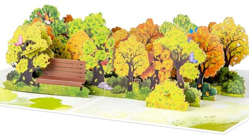 Reihe von Ginkgo-Bäume Pop Up, Papier Blumenstrauß Grußkarten mit leerer Notizkarte und Umschlag, zur Feier von Liebe, Feiertag, Geburtstagen, Jahrestag, Valentinstag, Muttertag, Hochzeit, Urlaubs