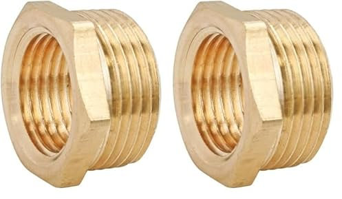 SOMATHERM FOR YOU, Bague de réduction en laiton brut 6 pans Mâle 26/34 - Femelle 15/21, idéale pour adapter le filetage et assurer étanchéité dans vos installations (Lot de 2)