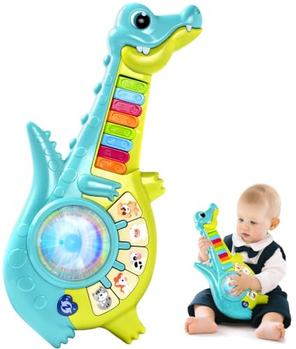 Marstone Krokodil Musikalisches Kinder Klavier Spielzeug ab 1 2 Jahre | Lernspielzeug mit Licht für 12-18 Monate,Gitarre mit Tiergeräuschen für Kleinkind,Geburtstag Geschenk für Jungen Mädchen Baby