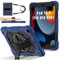 Case Tablet PC Compatible avec iPad 9e/8e/7e génération 10,2 pouces 2021/2020/2019, coque antichoc hybride en silicone et PC avec support rotatif à 360°, coque anti-rayures, sangles d'épaule/poignet T