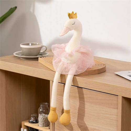 TROYSINC Eleganter Schwan Kuscheltier,Süßes Ballettschwan mit Krone,Weiches Schwan Plüschtier Stofftier Spielzeug Geschenk für Kinder (60cm,Rosa)