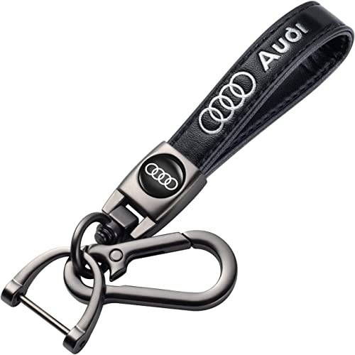 Auto Porte-clé pour Audi A1 A3 RS3 A4 A5 A6 A7 RS7 A8 Q3 Q5 Q7 R8 S Series, Porte clef voiture pour Voiture, Porte-clés en cuir pour homme et femme, Voiture Accessoires, Noir