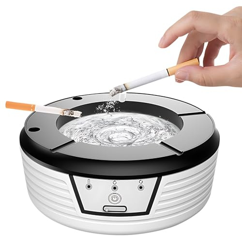 Cendrier électrique sans fumée avec capteur de décharge constante et à intervalles rechargeable, décoration table fraîche, coupe-vent, inodore, cendrier en verre d'intérieur