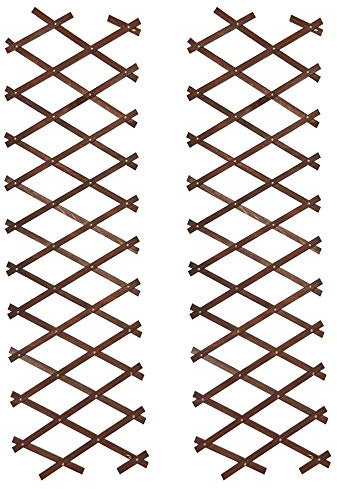 RUDDINGS WOOD Set of 2 x 1.8m x 0.3m Riveted Garden Tan Trellis - Wooden Expanding Diamond Trellis Supports