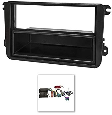 tomzz Audio 2457-050 Radioblende Set kompatibel mit VW Golf 5 V 6 VI Touran Passat 3C Caddy EOS Skoda Octavia mit Quadlockadapter ISO Doppel Fakra Antennenadapter Phantomeinspeisung ISO DIN