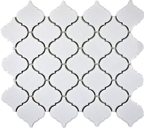 Mosaikfliese Retro Vintage Mosaik Fliese Keramik Florentiner weiß glänzend für Badewannenverkleidung Wandfliese Wandverkleidung Duschtasse Thekenverkleidung