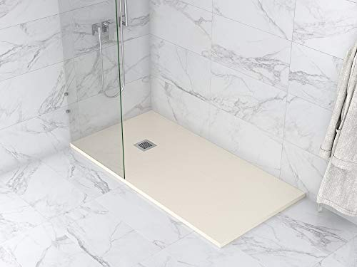 MASAL TECH DESING - Plato de ducha, textura PIZARRA BEIGE 70x90 cm, antideslizante y de fácil colocación.