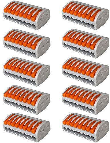 Aiqeer 10 Pezzi PCT-218 Leva-Dado Cavo Connettore, 8 Porte Conduttore Compatto Connettore, Morsettiera Connettore Molla, Morsettiera Cavo Connettore Rapido