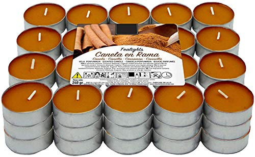 Velas de Té Aromáticas Velas perfumadas - 4 Horas de combustión(Canela En Rama, 60 Velas)