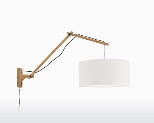 Good & Mojo Andes Wandleuchte mit Arm, natur/weiß, ø47 cm, T.70 cm