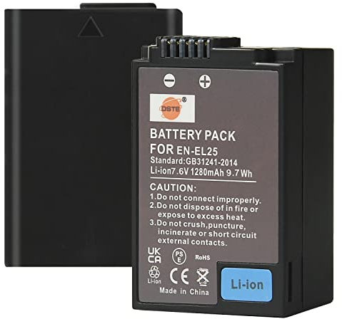 DSTE (2-Pack) EN-EL25 Rechargerable Li-ion Battery Compatible for EN-EL25a,4241 and MH-32,Z Series Z50 Z 50 Z30 Z 30 Camera