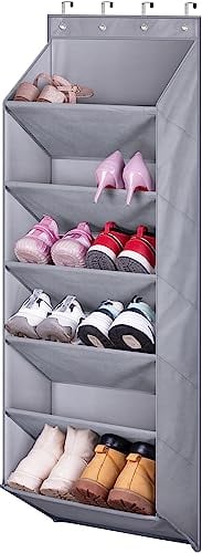MISSLO 6 Regal über Tür Schuhorganizer mit Tiefen Taschen Hängeorganizer Schuhregal für Schrank und Schlafsaal Schuh Aufbewahrungs Holds 12-Paar Schmaler Schuhhalter, Grau