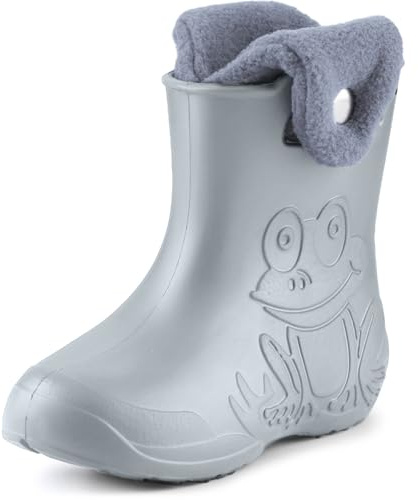 Ladeheid EVA Kinder Jungen Mädchen Gummistiefel Regenschuhe gefüttert Regenstiefel Gummischuhe LA-CA-04 (Grau, 24/25 EU)