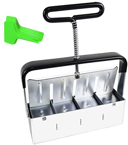 Top Hill Bodenblocker, 4 x 2 manueller Quad-Bodenblocker, Bodenblock-Maker mit Komfortgriff, handgehaltene Bodenblockform, Mini-Handbodenblock für Saatgut, Stecklinge, Saatgut-Stater-Tablett