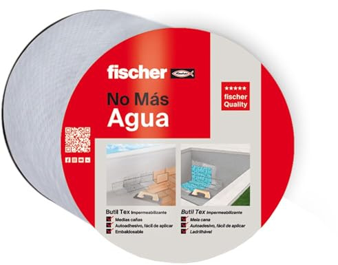 fischer - Butyl-Klebeband aus Stoff 10 x 10 cm zum Abdichten von Halbrohren, weiß