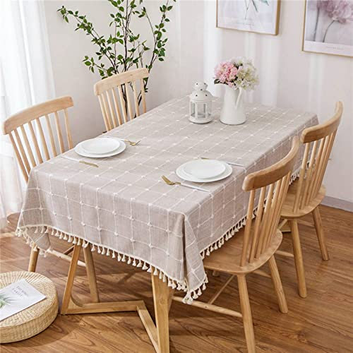 Tischdeckeunterlage Tisch Decken Folien Einfacher Plaid-Stil Tischdecke Abwaschbar Esszimmer Oriental Tisch Decken Khaki Tischschutz Dekoration 90X90Cm