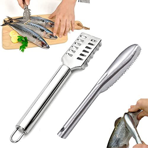 Écailleur de Poisson en Acier Inoxydable, Grattoir à Couteau à Poisson, Grattoir à Écailles de Poisson, Écailleur de Poisson, Éplucheur de Poisson, pour Cuisine Restaurant 2 Pièces Butyeak