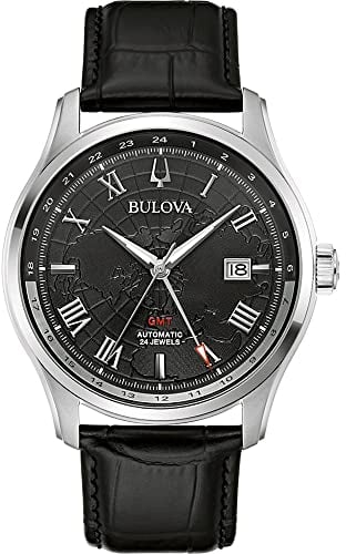 Bulova Herren Analog Automatik Uhr mit Leder Armband 96B387