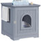 Abician Meuble Cache Litière de Petite Taille Maison de Toilette pour Chat en Bois MDF Meuble de Bac à Litière Niche Maison pour Chats Salon Chambre Salle de Bains Gris
