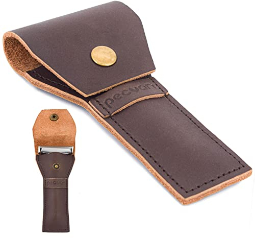 Leder Rasiermesseretui aus Leder braun Schutzhülle Reiseetui für Gerade und Friseurrasierer, Coffee,Perfekt für jeden Rasierapparat Hält Ihr Rasiermesser sicher