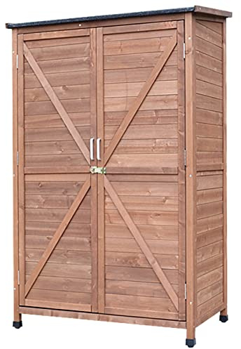 Aufbewahrungsschrank für Gartengeräte aus Holz, extra hoher Außenschuppen für Terrassenmöbel, Rasenmäher, Hinterhof-Aufbewahrungsorganisator, großes abschließbares Gartenhaus (Größe: A) (A)