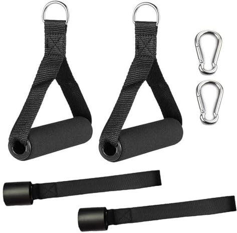 SWYSGS Mango de Resistencia para Ejercicios Nylon Cuerda Tríceps Manija Agarre Gym Empuñadura de Silicona con Núcleo de ABS Macizo Mosquetón Asas para Correa de Ejercicios,Fitness
