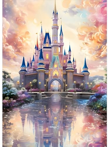 DPHERO 5D Diamond Painting Schloss Diamant Painting Bilder Fantasie Diamond Kunst Erwachsene Schloss Diamond Painting Bilder Diamant Bilder Kinder DIY Cross Stickerei Malerei Kits Wand Dekor 30x40cm