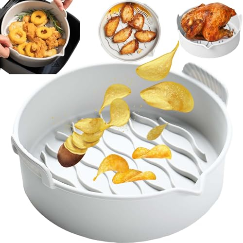 22CM Accessori per Friggitrice ad Aria, Teglie per Friggitrice ad Aria, Teglia in Silicone Cestello per Air Fryer Liners