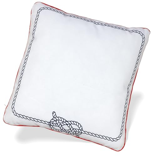 NOAH VERDE Kissen 45x45 inkl. Füllung und Bezug, Zierkissen-Maritim Ankerknoten Beige Marine-Blau, Outdoor Kissen, Dekokissen, Sofakissen, Zierkissen & -hüllen Kuschelkissen nautisch Polster segeln