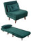 Home Source Single Sofa Bed Futon Chair with Pillow, Folding Recliner Settee, Green Velvet