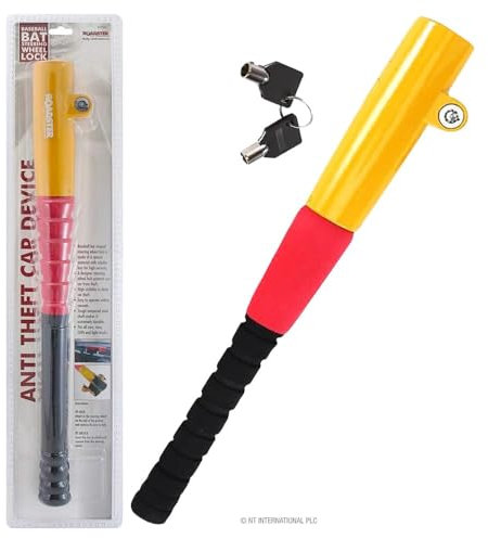 Anti-Theft Reinforced Security Car Locks - Steering Wheel Locks, Baseball Bat Locks, Gearstcik Lock & Wheel Clamp Lock | Strong, Reliable & Long Lasting (Baseball Bat Steering Wheel Lock)